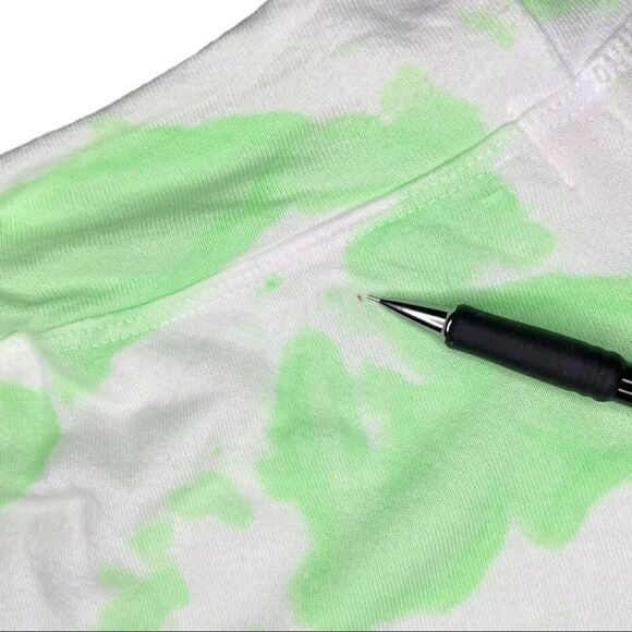 Sundry Drawstring Printed Cutoff Shorts In Tie Dye Pop Lime - Picture 6 of 7
